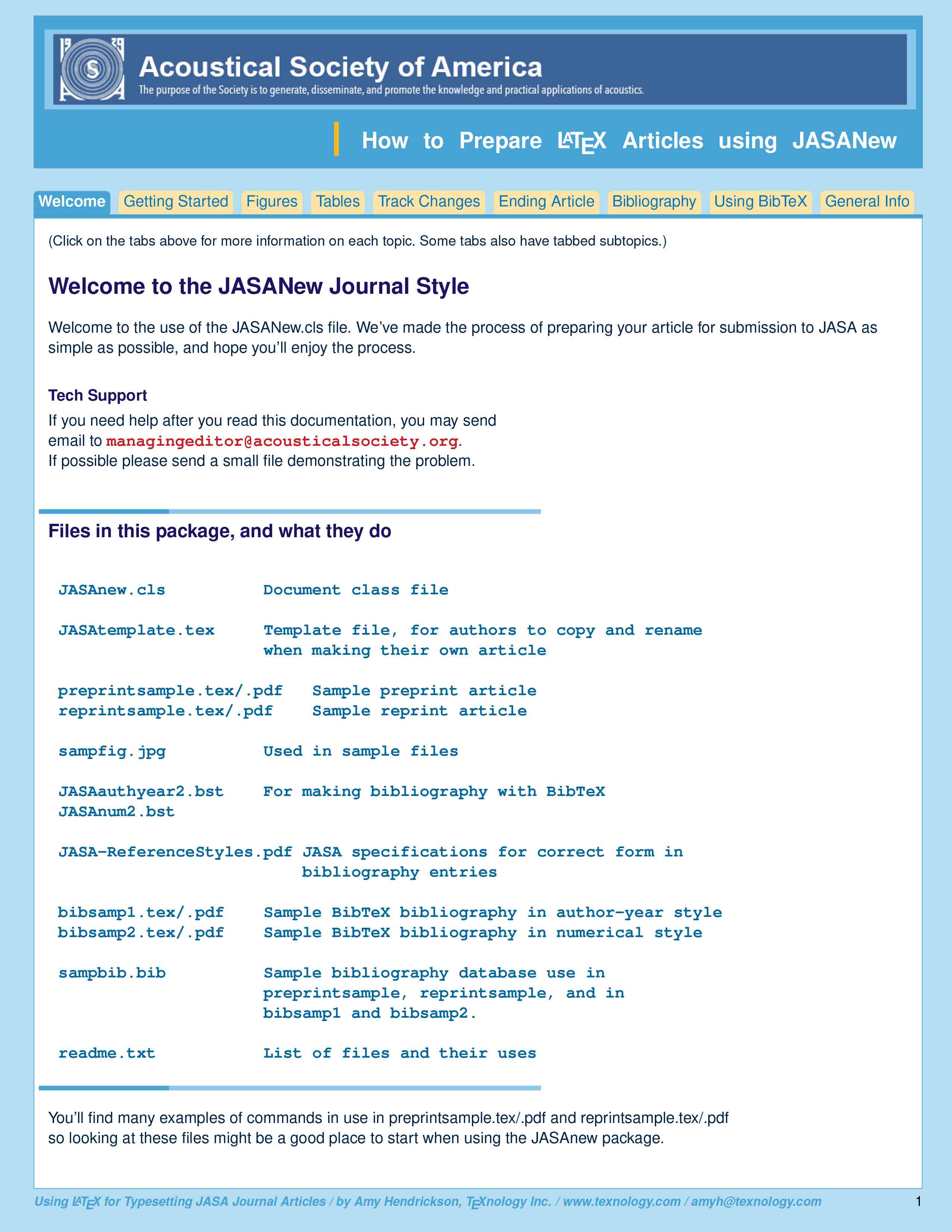 Image of cover of author documentation for
Journal of the Acoustical Society of America. Click for full pdf
	of documentation.