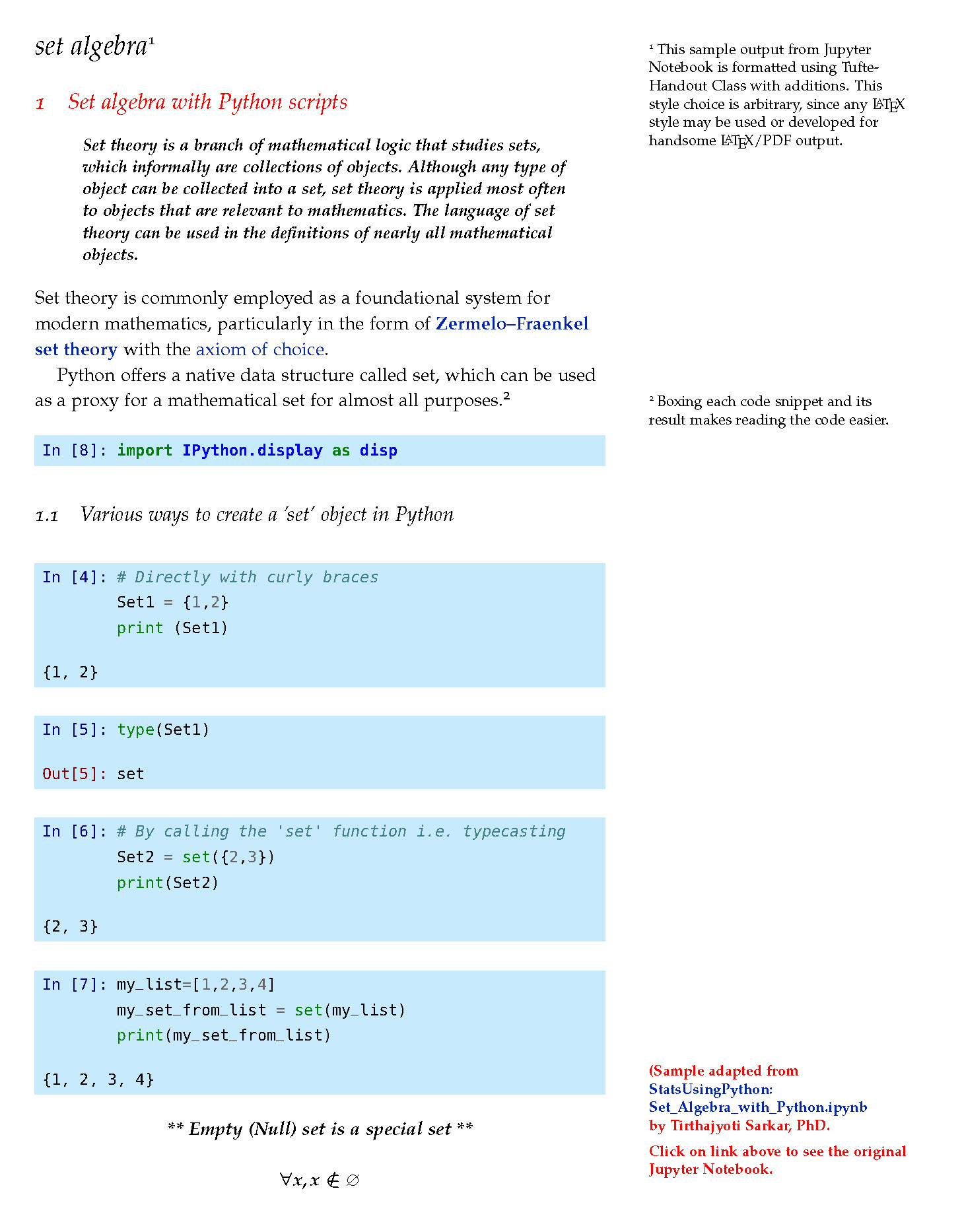 Image of sample page of Jupyter notebook conversion to pdf,
     by TeXnology. Click for full pdf of sample pages.