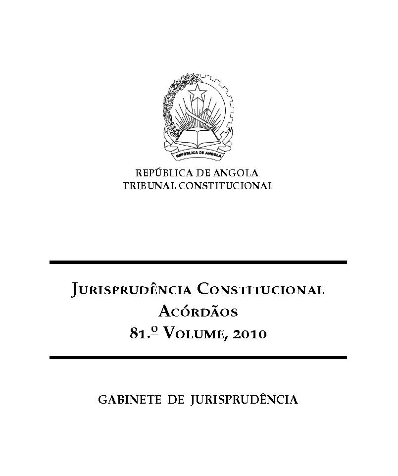 Image of  inside
     cover of Record of Decisions by the Angola Supreme Court